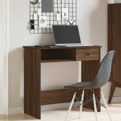 vidaXL Mobiliario De Oficina-Escritorio de madera de ingeniería roble marrón 80x40x75 cm