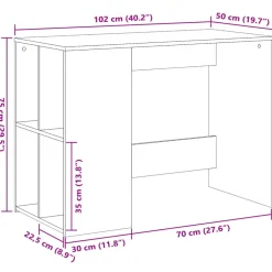 vidaXL Escritorio de madera de ingeniería 102x50x75 cm Gris sonoma Sale