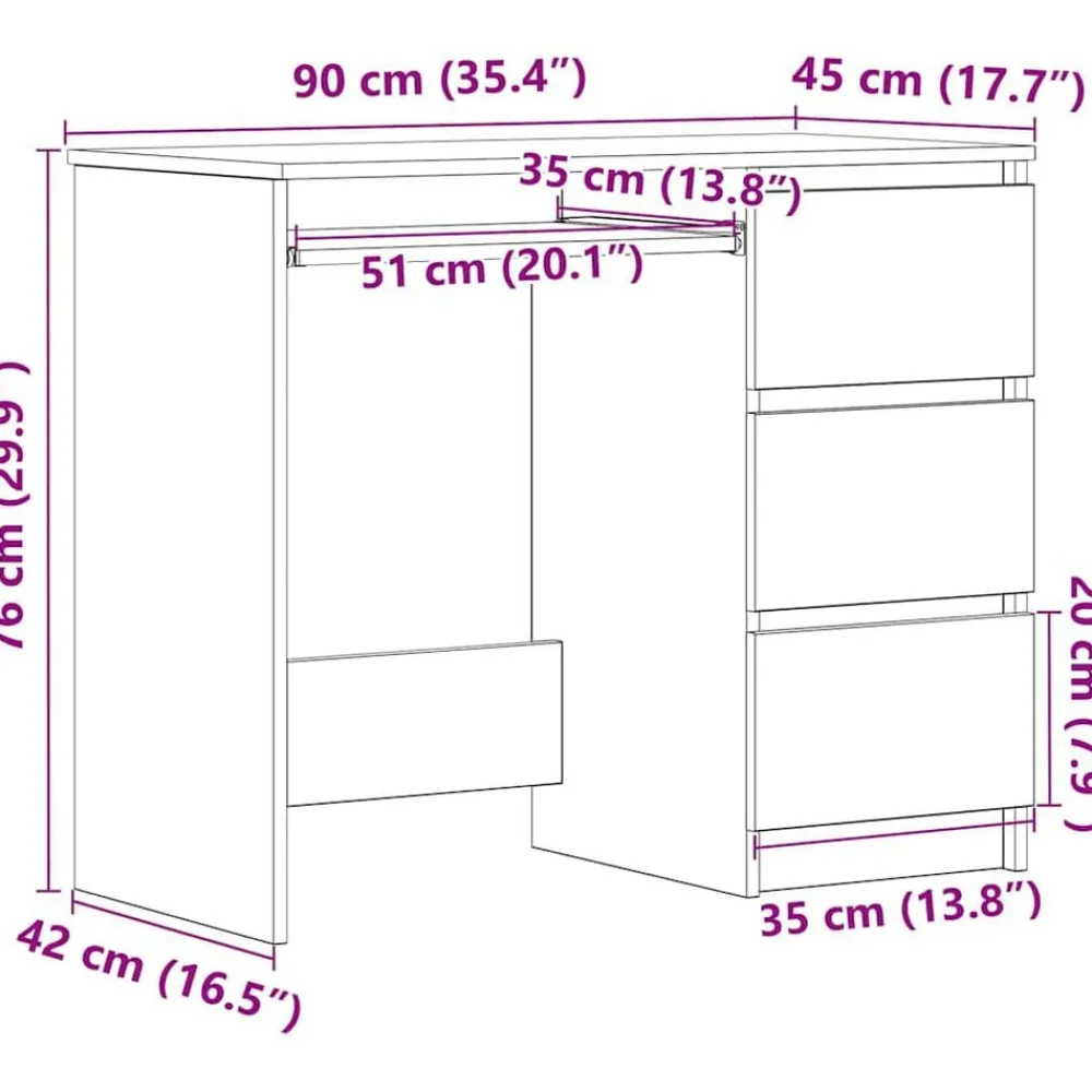 vidaXL Mobiliario De Oficina-Escritorio de madera contrachapada madera vieja 90x45x76 cm
