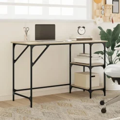 vidaXL Mobiliario De Oficina-Escritorio de metal y madera de ingeniería Sonoma 120x50x75 cm