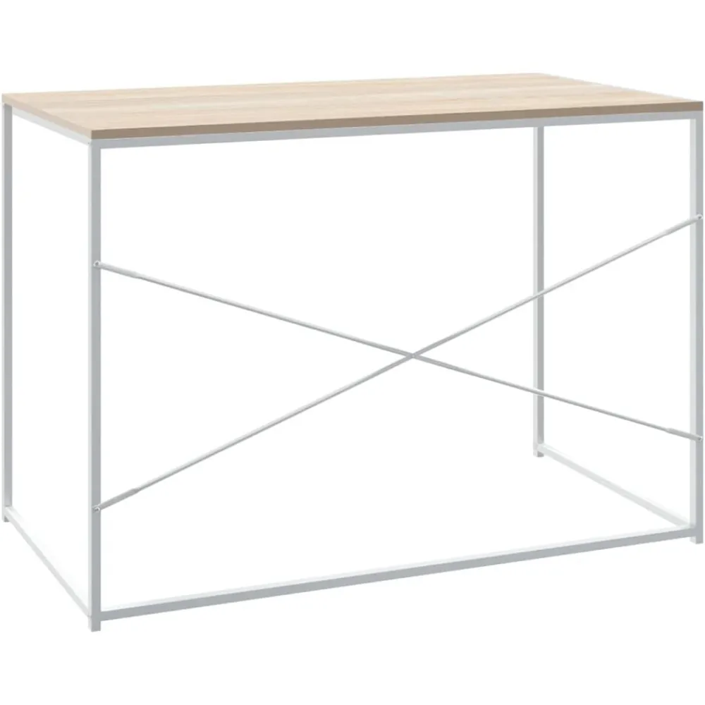 vidaXL Escritorio de ordenador madera de ingeniería blanco y roble Best