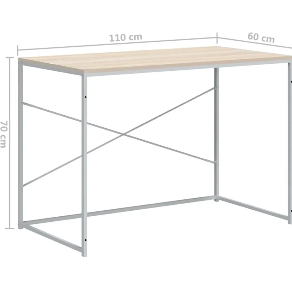 vidaXL Escritorio de ordenador madera de ingeniería blanco y roble Best