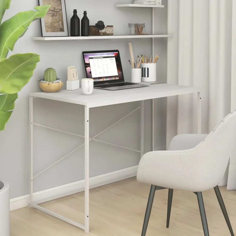 vidaXL Escritorio de ordenador madera ingeniería 110x60x70 cm Blanco Sale
