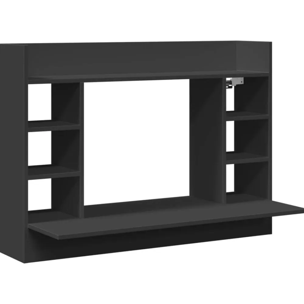 vidaXL Escritorio de pared madera de ingeniería 105x48x75 cm Negro Sale