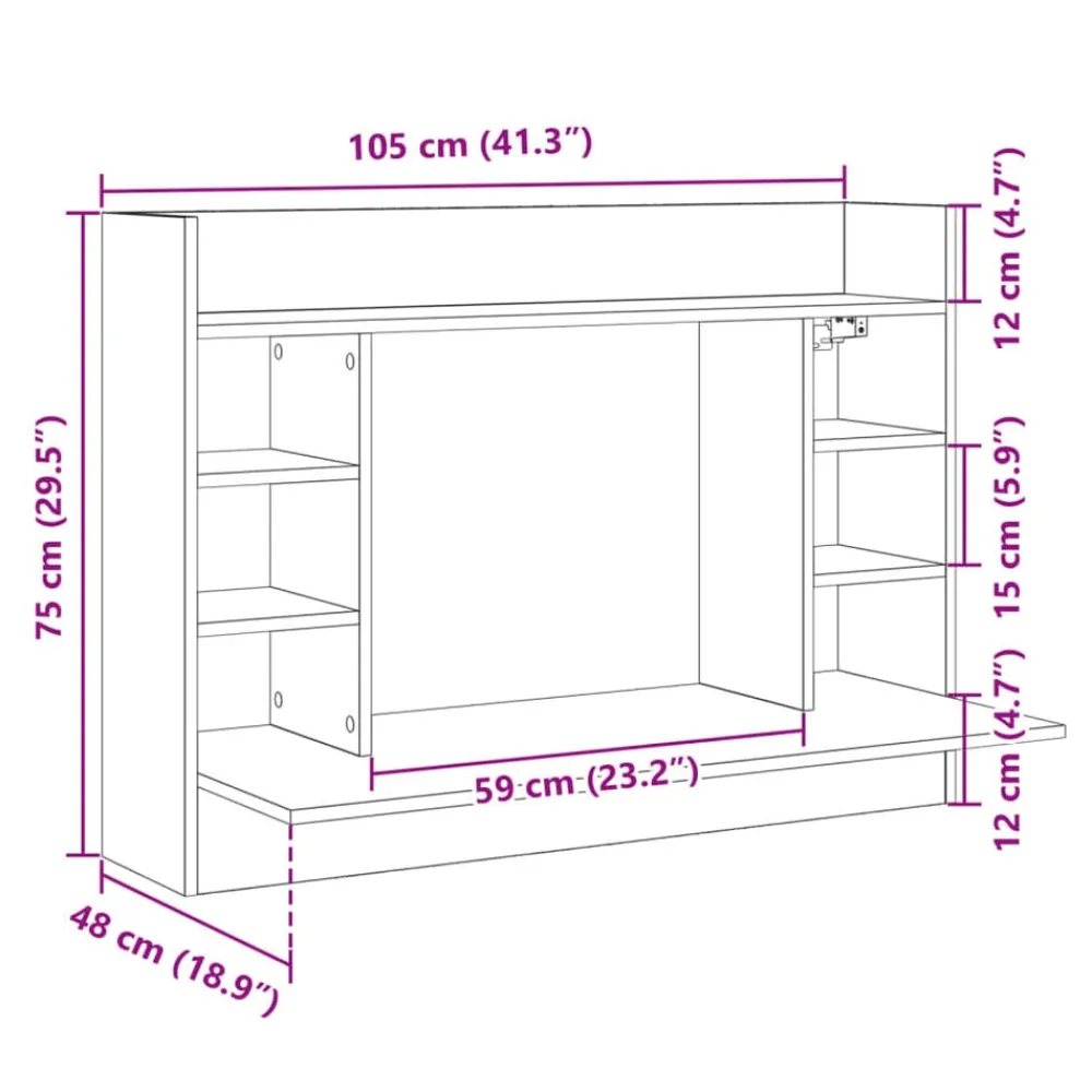 vidaXL Mobiliario De Oficina-Escritorio de pared madera ingeniería 105x48x75 cm