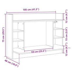 vidaXL Mobiliario De Oficina-Escritorio de pared madera ingeniería 105x48x75cm