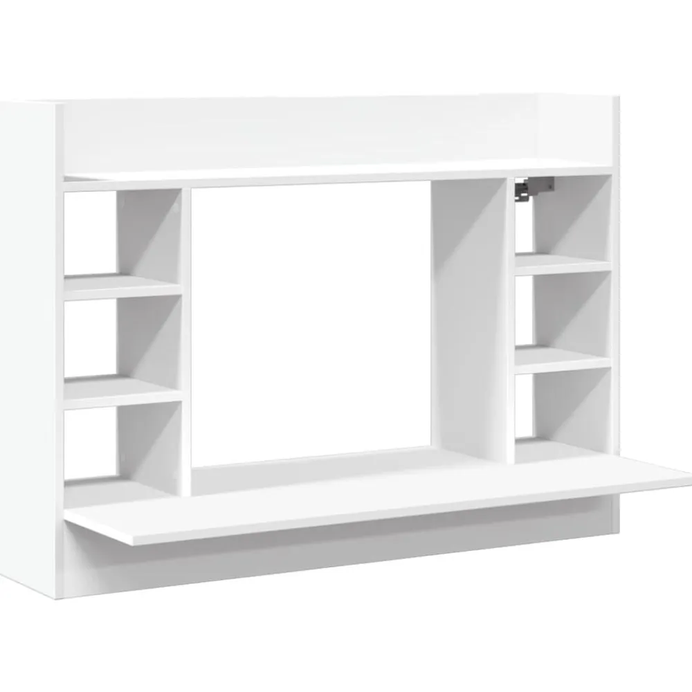 vidaXL Escritorio de pared madera de ingeniería 105x48x75 cm Blanco New