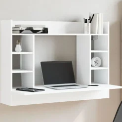vidaXL Escritorio de pared madera de ingeniería 105x48x75 cm Blanco New