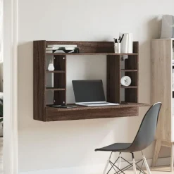 vidaXL Mobiliario De Oficina-Escritorio de pared madera ingeniería marrón roble 105x48x75 cm