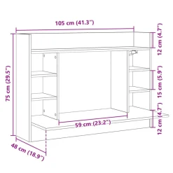 vidaXL Mobiliario De Oficina-Escritorio de pared madera ingeniería marrón roble 105x48x75 cm