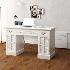 vidaXL Escritorio de pedestal doble blanco 140x48x80 cm New