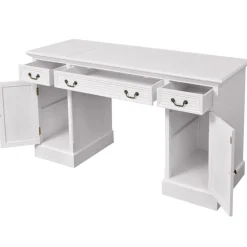 vidaXL Escritorio de pedestal doble blanco 140x48x80 cm New