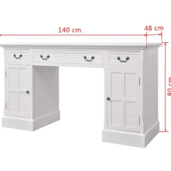 vidaXL Escritorio de pedestal doble blanco 140x48x80 cm New