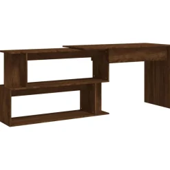 vidaXL Escritorio esquina madera contrachapada color roble 200x50x76cm Marr&oacute;n roble Discount