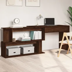 vidaXL Escritorio esquina madera contrachapada color roble 200x50x76cm Marr&oacute;n roble Discount