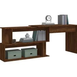 vidaXL Escritorio esquina madera contrachapada color roble 200x50x76cm Marrón roble Discount