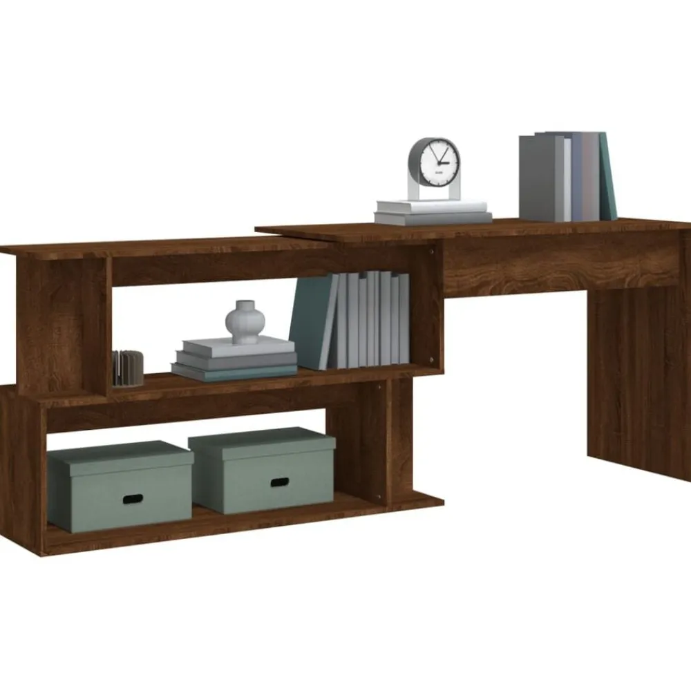vidaXL Escritorio esquina madera contrachapada color roble 200x50x76cm Marrón roble Discount