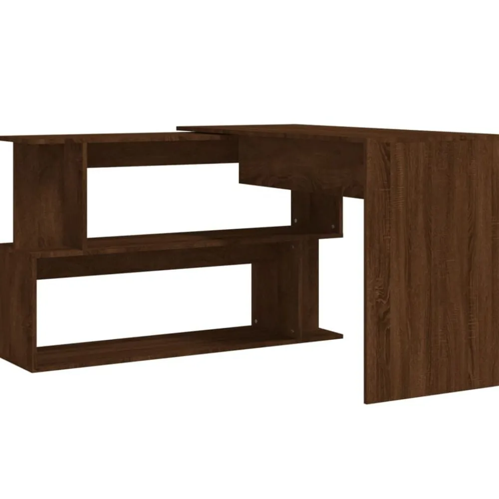 vidaXL Escritorio esquina madera contrachapada color roble 200x50x76cm Marrón roble Discount