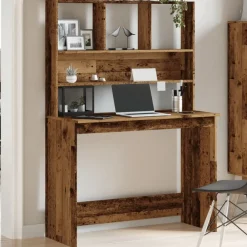 vidaXL Mobiliario De Oficina-Escritorio estantes madera ingeniería envejecida 102x45x148 cm