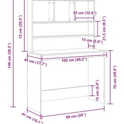 vidaXL Mobiliario De Oficina-Escritorio estantes madera ingeniería envejecida 102x45x148 cm