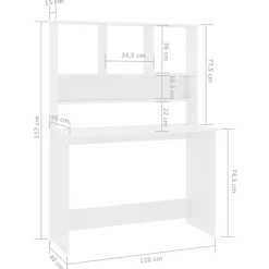 vidaXL Mobiliario De Oficina-Escritorio estantes contrachapada blanco brillo 110x45x157cm