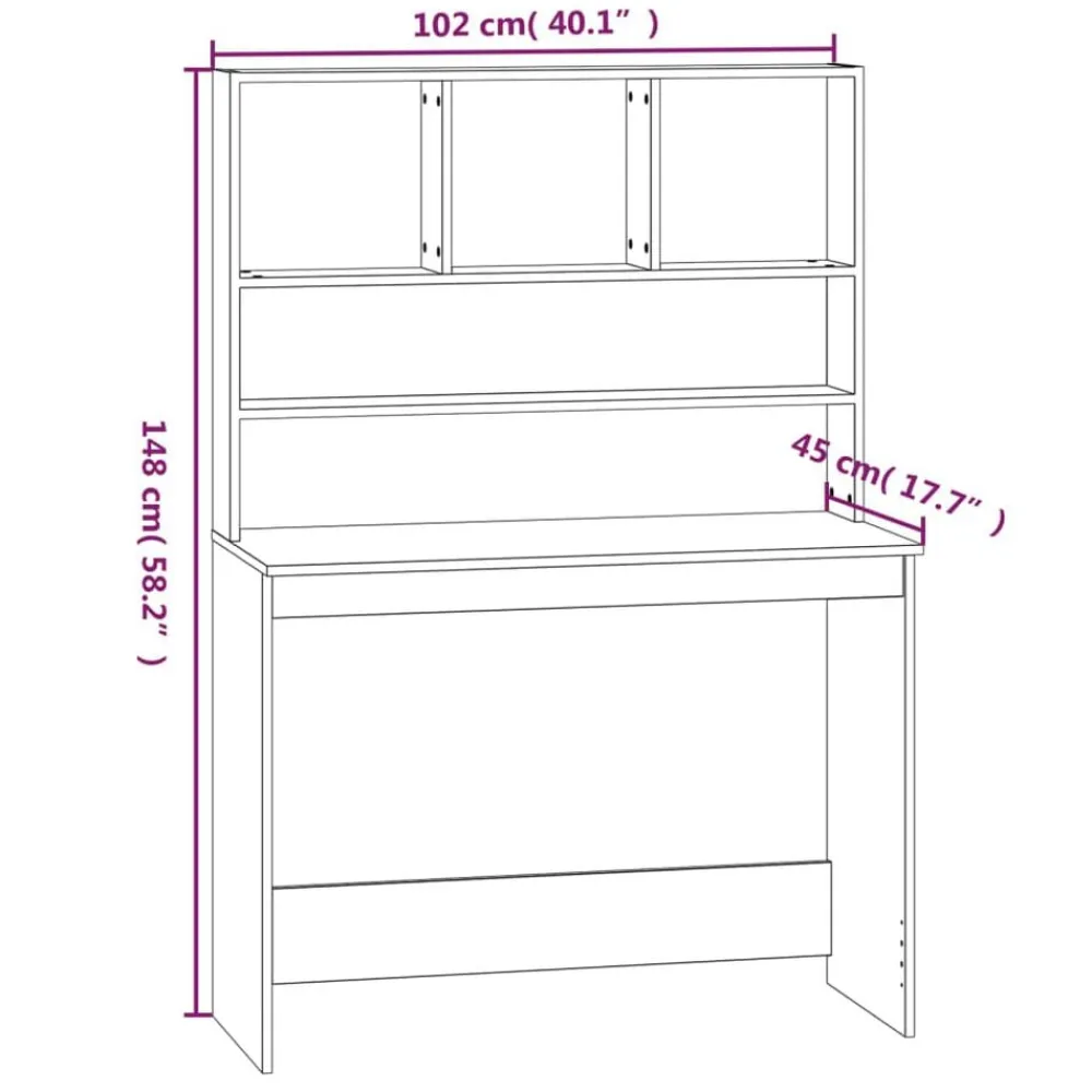 vidaXL Mobiliario De Oficina-Escritorio estantes madera contrachapada 102x45x148 cm
