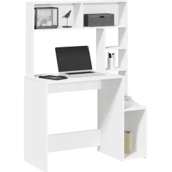 vidaXL Escritorio estantes madera contrachapada 100x45x140 cm Blanco Hot