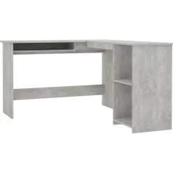 vidaXL Escritorio forma de L contrachapada gris hormigón 120x140x75 cm Gris hormigón Online