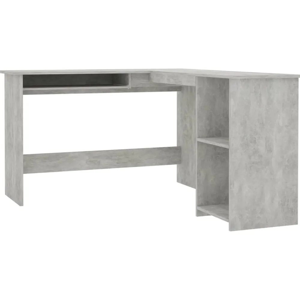 vidaXL Escritorio forma de L contrachapada gris hormigón 120x140x75 cm Gris hormigón Online