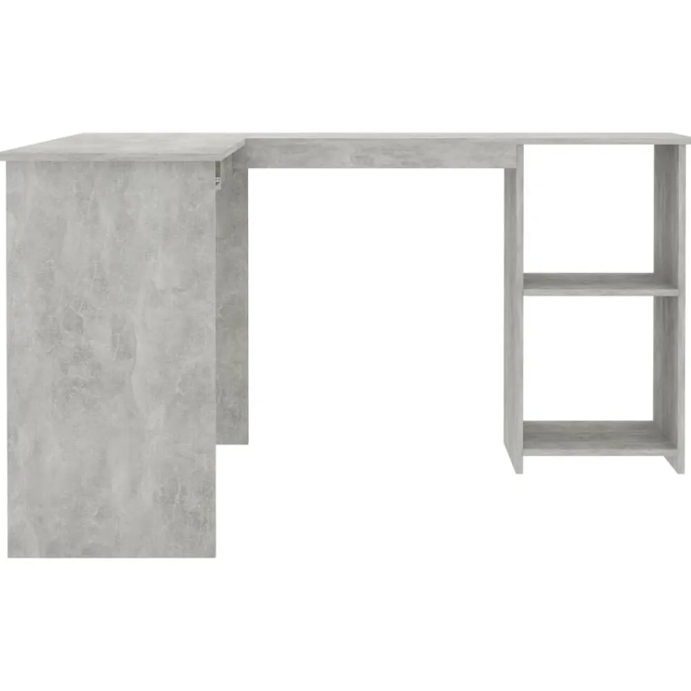 vidaXL Escritorio forma de L contrachapada gris hormigón 120x140x75 cm Gris hormigón Online