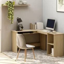 vidaXL Mobiliario De Oficina-Escritorio forma de L madera contrachapada roble 120x140x75 cm