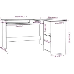 vidaXL Mobiliario De Oficina-Escritorio forma de L madera contrachapada 120x140x75 cm