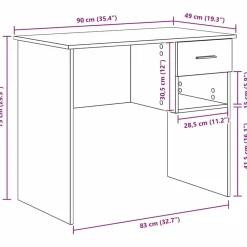 vidaXL Escritorio Gris Concreto 90 x 49 x 75 cm Madera de ingeniería Gris hormig&oacute;n Clearance