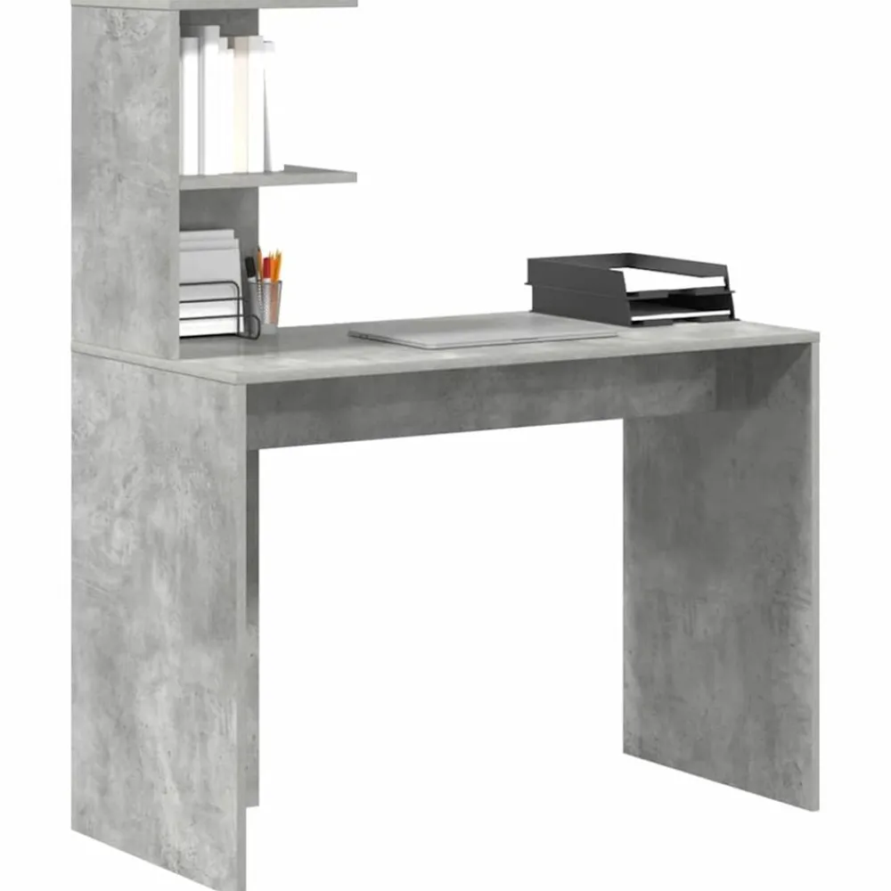 vidaXL Mobiliario De Oficina-Escritorio Gris Concreto 102 x 50 x 124 cm Madera de ingeniería