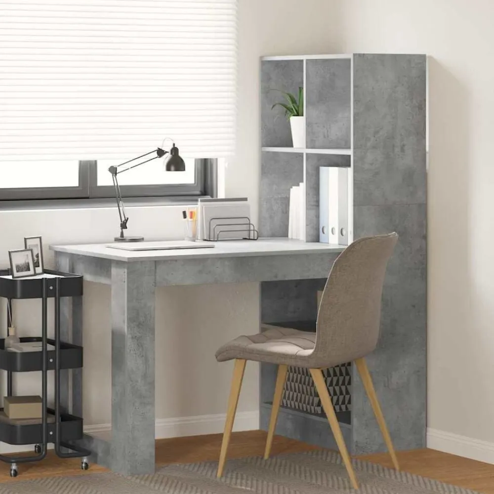 vidaXL Mobiliario De Oficina-Escritorio Gris Concreto 122 x 67 x 145 cm Madera de ingeniería