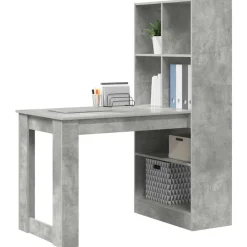 vidaXL Mobiliario De Oficina-Escritorio Gris Concreto 122 x 67 x 145 cm Madera de ingeniería