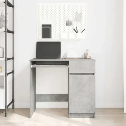 vidaXL Escritorio gris hormigón 86x49x76 cm madera de ingeniería Gris hormigón Discount
