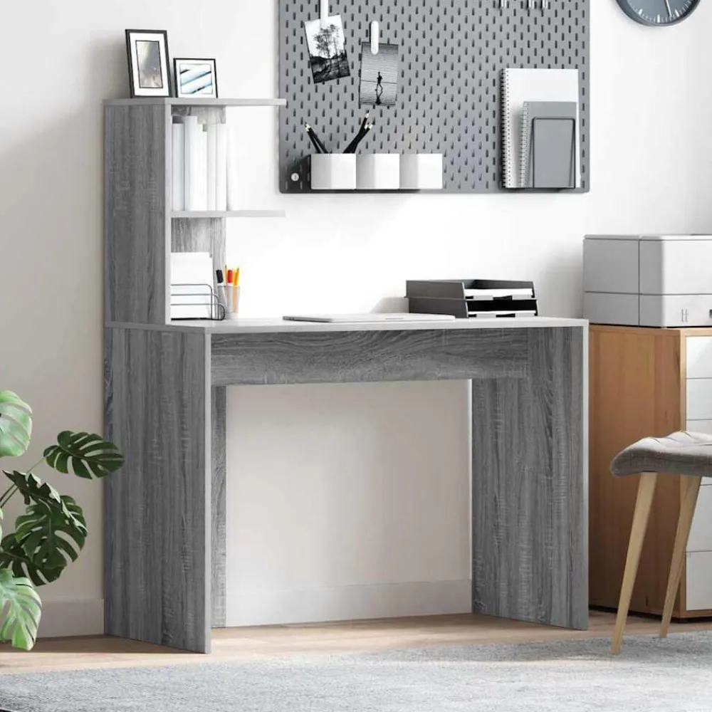 vidaXL Escritorio 102 x 50 x 124 cm Madera de ingeniería Gris sonoma Hot