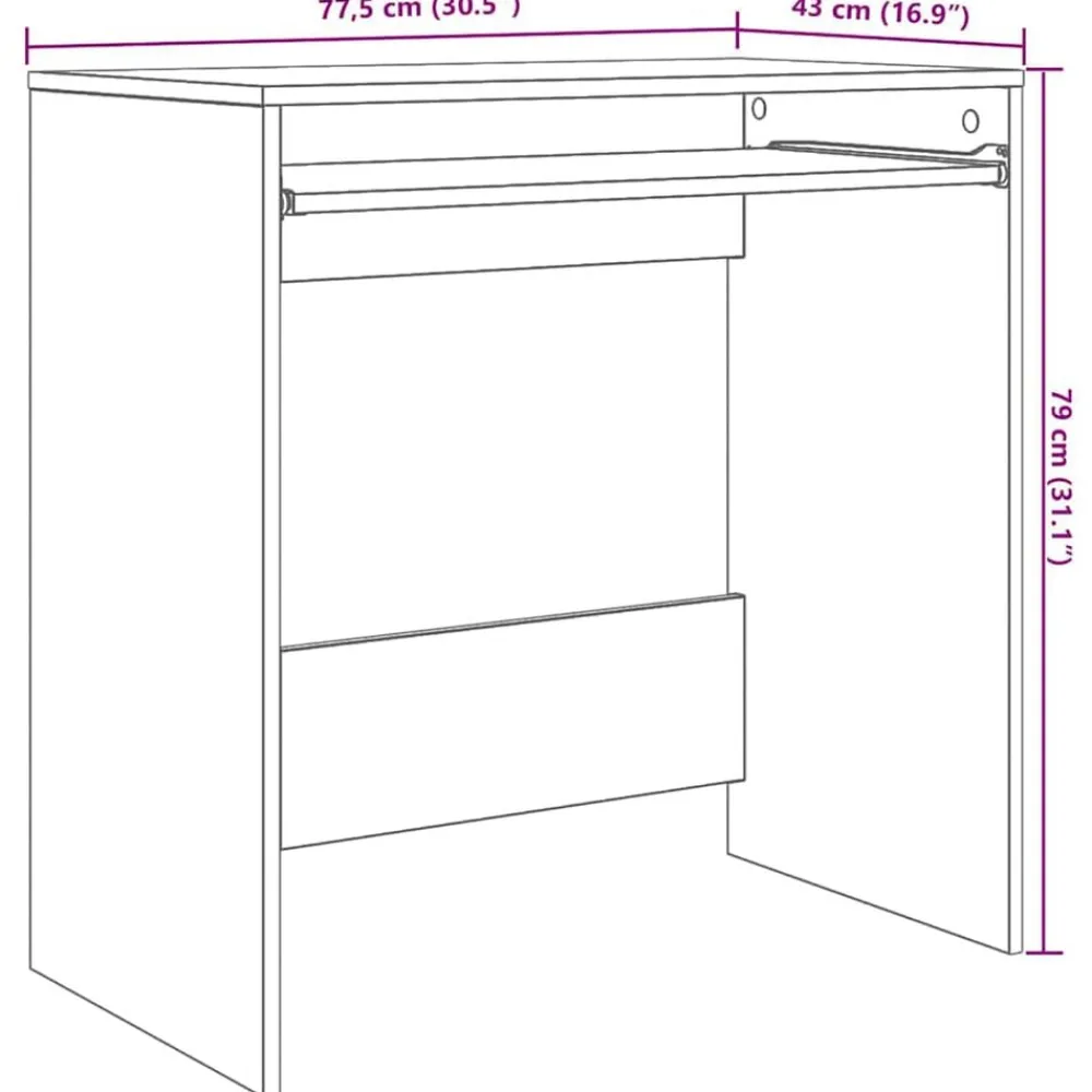 vidaXL Mobiliario De Oficina-Escritorio 77.5 x 43 x 79 cm Madera de ingeniería