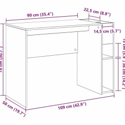 vidaXL Mobiliario De Oficina-Escritorio 109 x 50 x 78 cm Madera de ingeniería