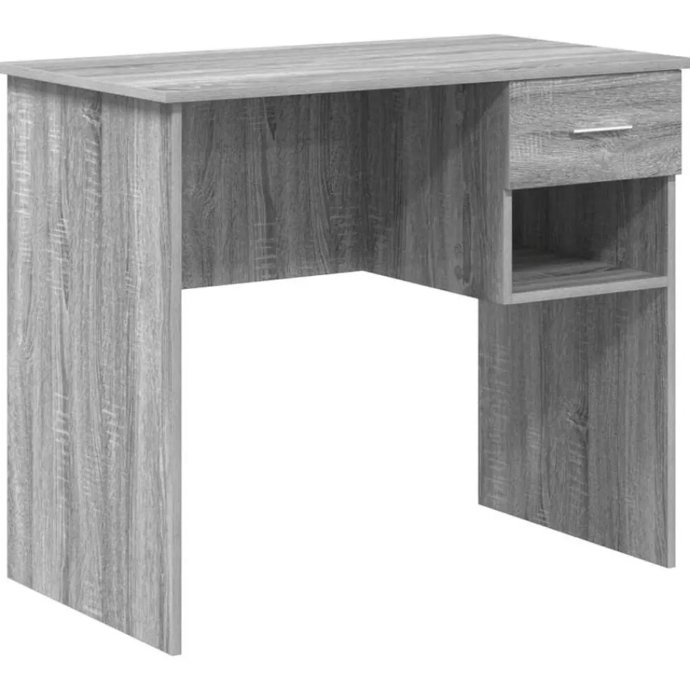 vidaXL Escritorio 90 x 49 x 75 cm Madera de ingeniería Gris sonoma Discount