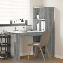 vidaXL Escritorio 122 x 67 x 145 cm Madera de ingeniería Gris sonoma Outlet