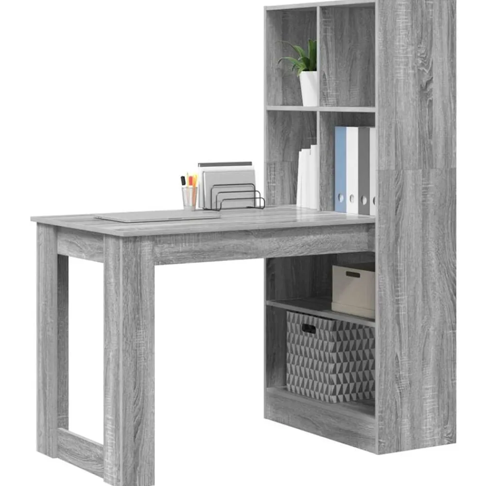 vidaXL Escritorio 122 x 67 x 145 cm Madera de ingeniería Gris sonoma Outlet