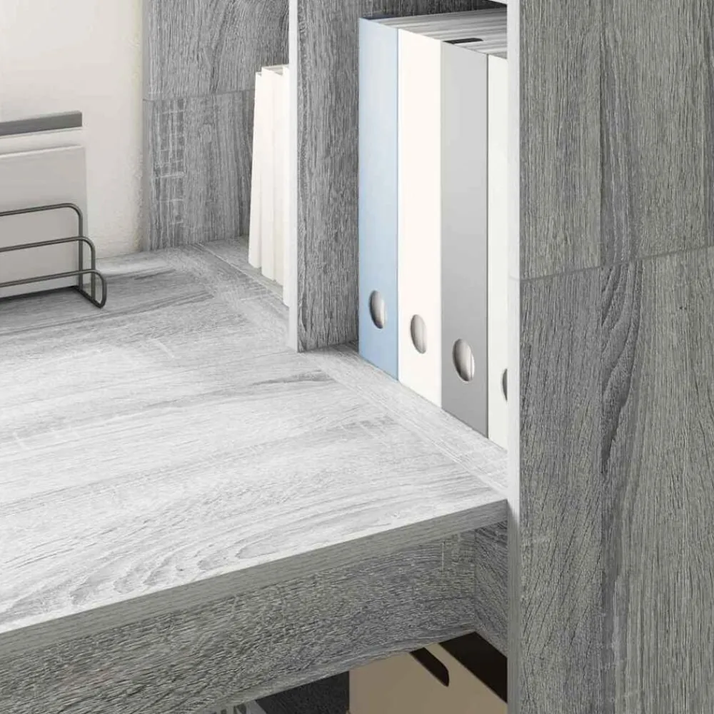 vidaXL Escritorio 122 x 67 x 145 cm Madera de ingeniería Gris sonoma Outlet