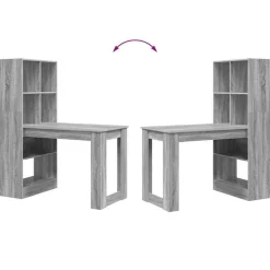 vidaXL Escritorio 122 x 67 x 145 cm Madera de ingeniería Gris sonoma Outlet