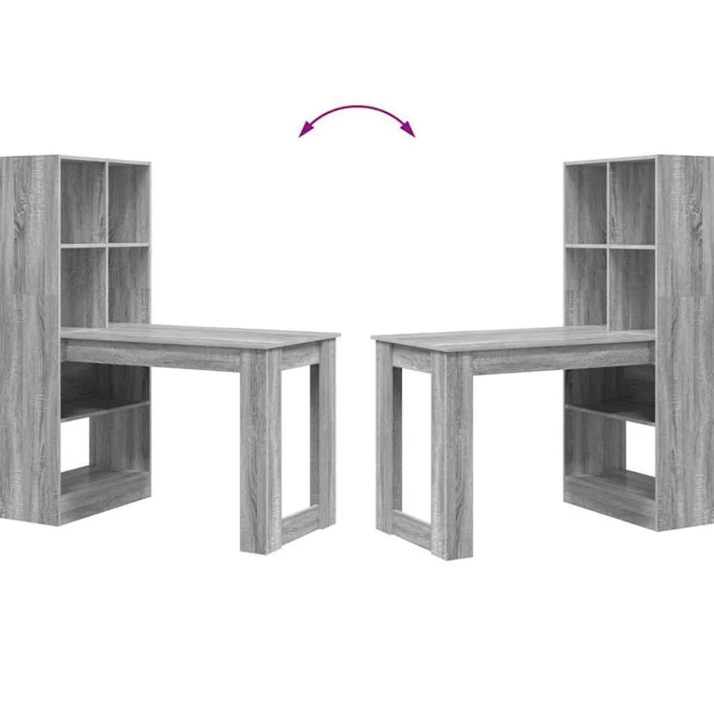 vidaXL Escritorio 122 x 67 x 145 cm Madera de ingeniería Gris sonoma Outlet