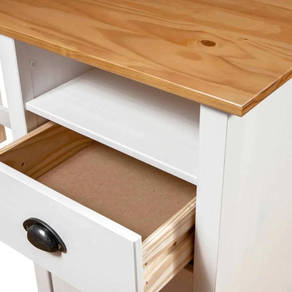 vidaXL Escritorio Hill con 3 cajones madera de pino 120x50x74 cm Blanco y marrón Discount