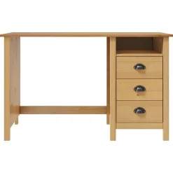 vidaXL Escritorio Hill con 3 cajones madera de pino 120x50x74 cm Marr&oacute;n New