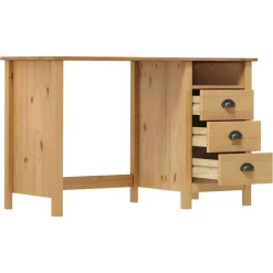 vidaXL Escritorio Hill con 3 cajones madera de pino 120x50x74 cm Marr&oacute;n New