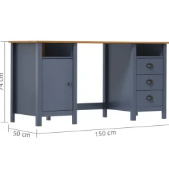 vidaXL Escritorio Hill Range madera de pino 150x50x74 cm Gris Sale